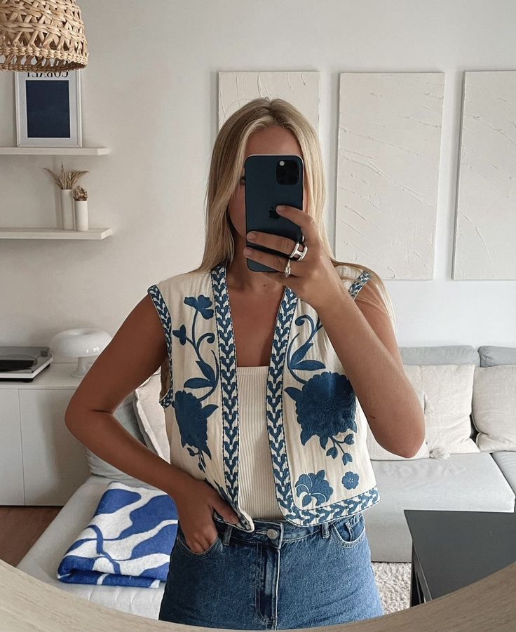 Angeline Blue Waistcoat | | S | Agnese Studios