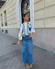 Angeline Blue Waistcoat | | S | Agnese Studios