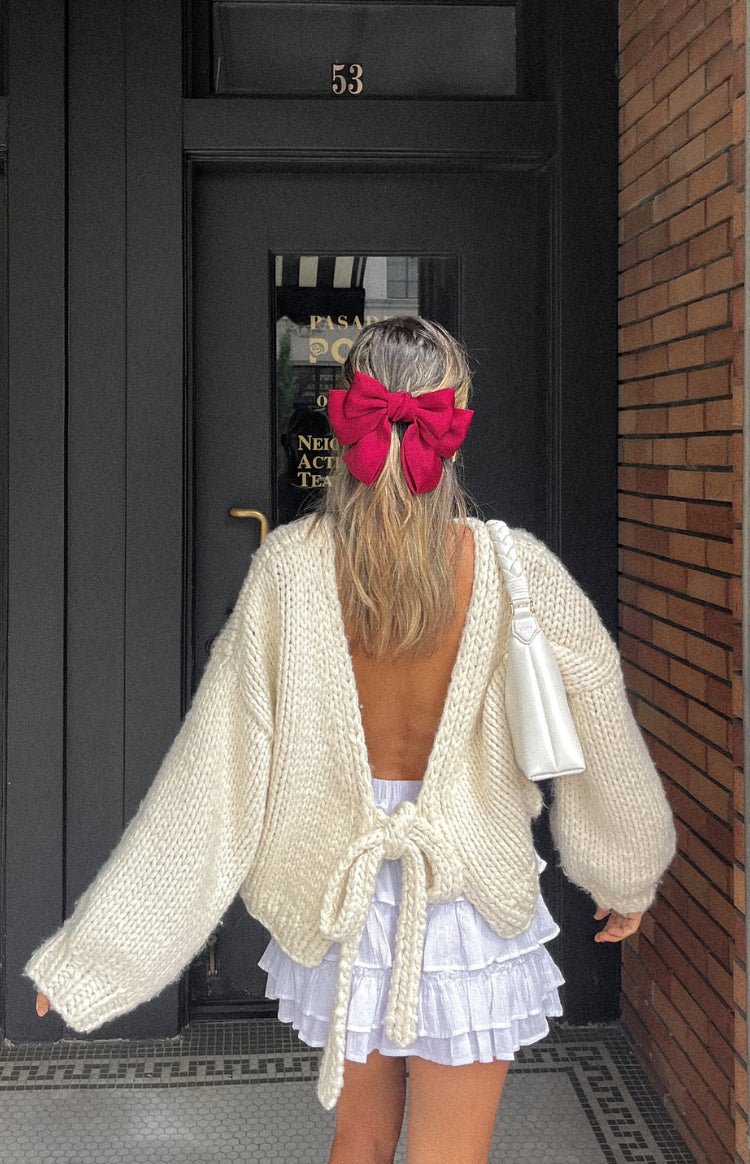 Cream Tie Sweater | | S | Agnese Studios