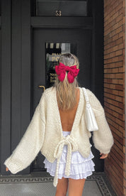 Cream Tie Sweater | | S | Agnese Studios