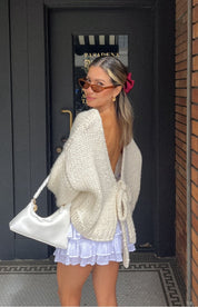 Cream Tie Sweater | | S | Agnese Studios