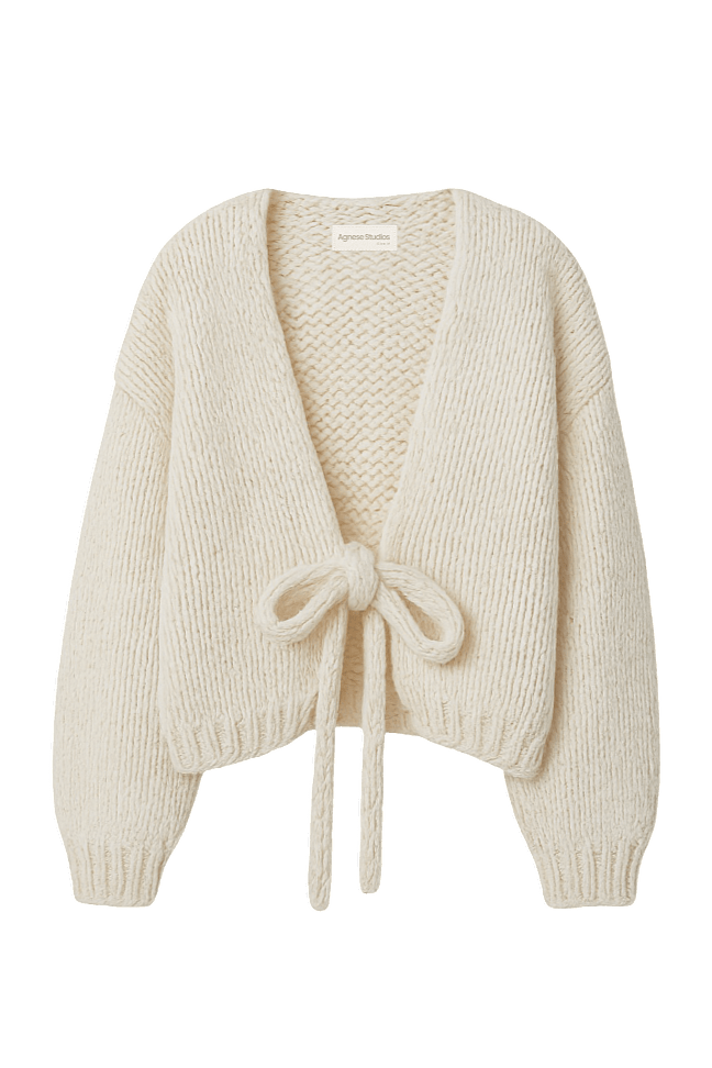 Cream Tie Sweater | | S | Agnese Studios