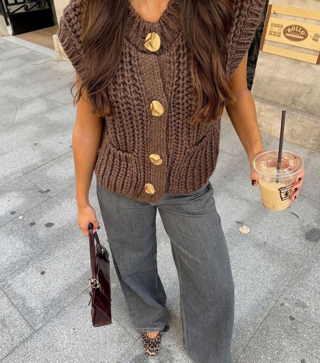 Dumas Brown Cardigan | | S | Agnese Studios