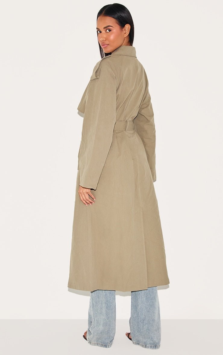 Khaki Belt Jacket | | S | Agnese Studios