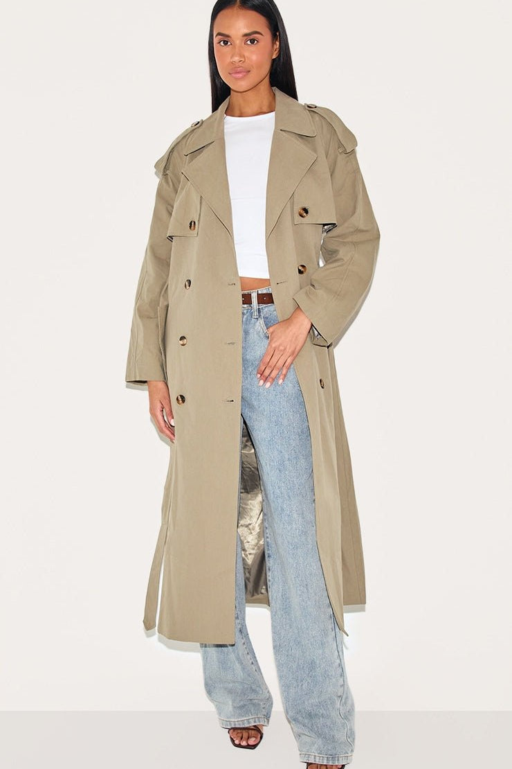 Khaki Belt Jacket | | S | Agnese Studios