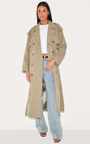 Khaki Belt Jacket | | S | Agnese Studios