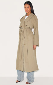 Khaki Belt Jacket | | S | Agnese Studios