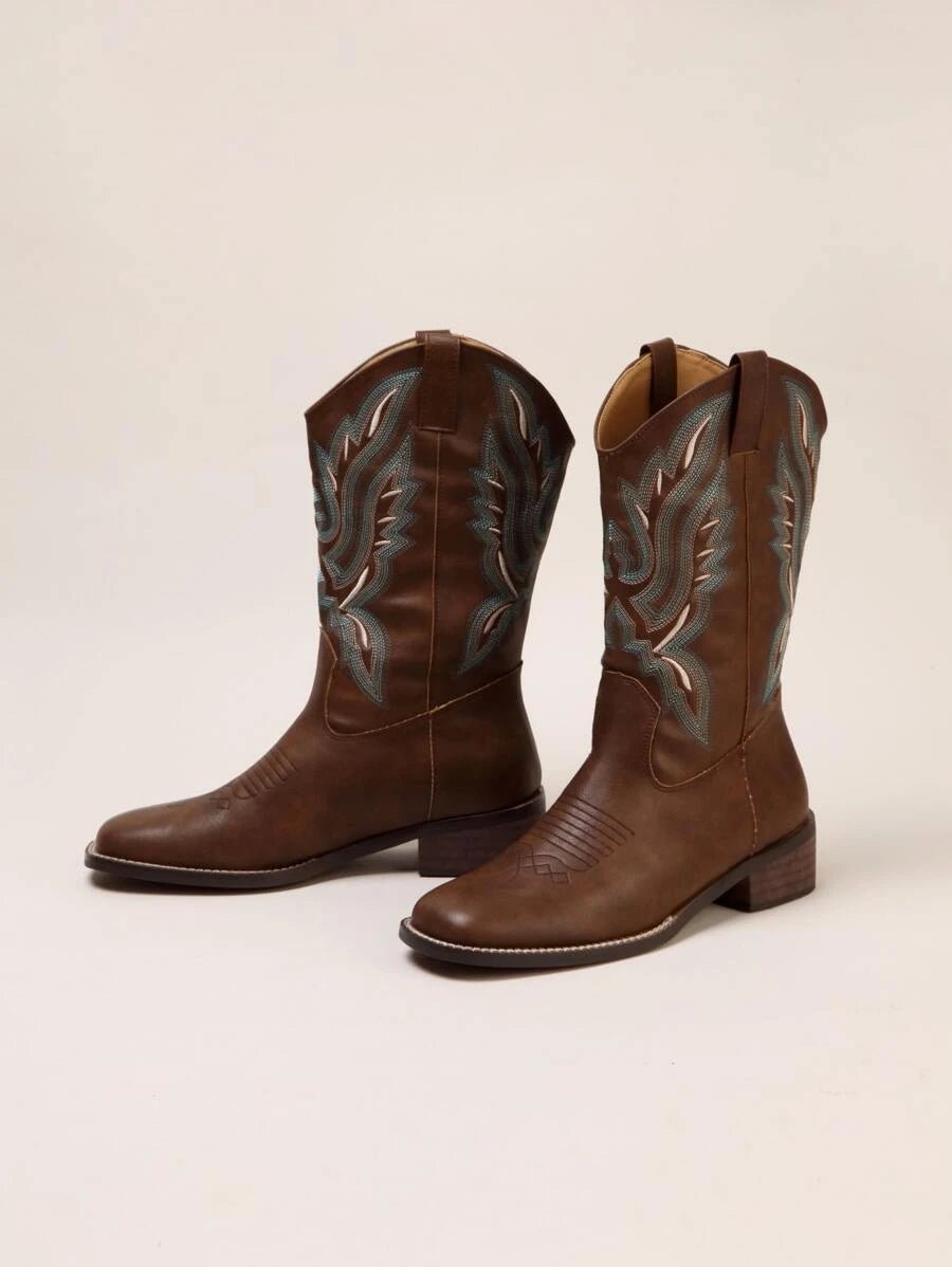 Miley Cowboy Boots | | Brown | Agnese Studios